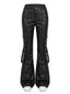 Visual Kei Black Faux Leather Cargo Flare Pants with Grommet Detail black Shoptery