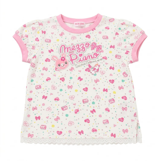 Fairy Kei Mezzo Piano Bunny Ribbon Candy Print Pastel T-Shirt Shoptery