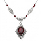 Visual Kei Baroque Filigree Red Crystal Pendant Necklace YG4044-1 Shoptery