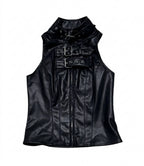 Visual Kei Black PU Leather Buckle Zip Corset Vest Top Black top Shoptery