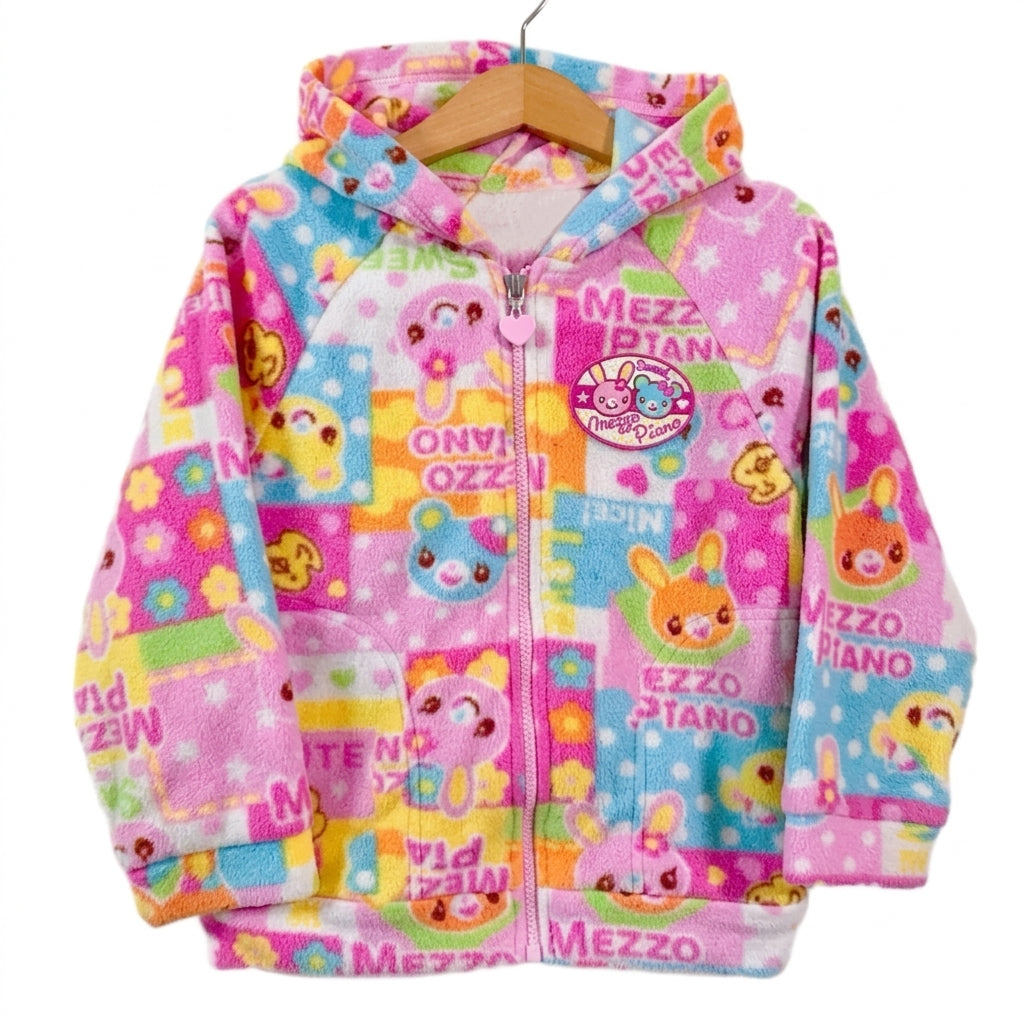 Decora Mezzo Piano Kawaii Animal Print Fleece Zip-Up Hoodie photo color Shoptery