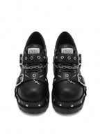 Visual Kei Studded Platform Shoes with Chains, Buckles & Cross Charms Shoptery