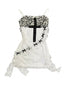 Jirai Kei Rhinestone Cross Leopard Lace Ruffle Slip Mini Dress WHITE Shoptery