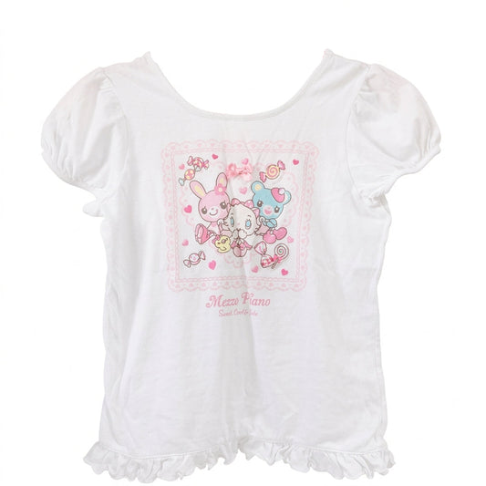Fairy Kei Mezzo Piano Kawaii Ruffle Puff Sleeve Graphic Tee Shoptery