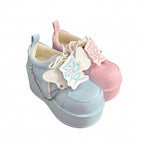 Fairy Kei Pastel Platform Chunky Sneakers with Chain & Kanji Charm Shoptery