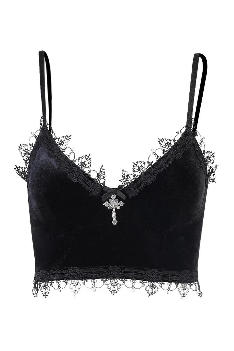 Mall Goth Velvet Crop Top -