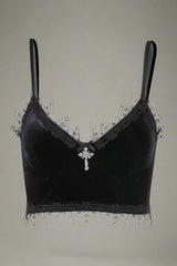 Mall Goth Velvet Crop Top Black Shoptery