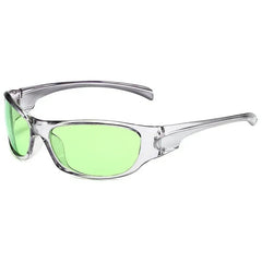 Y2k Matrix Vision Wraparound Sunglasses Green Shoptery