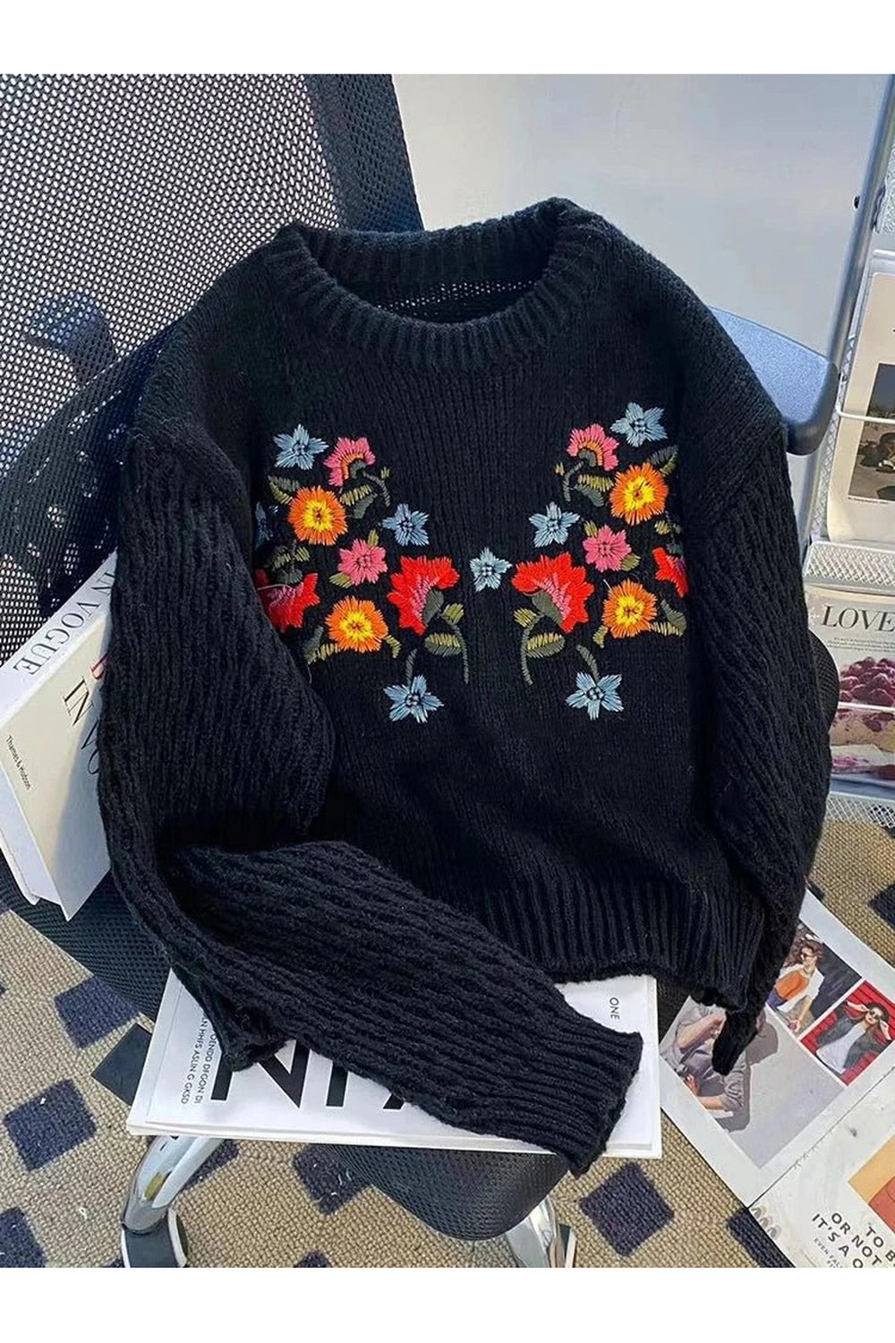 Meadow Bloom Knit Sweater - Sweaters