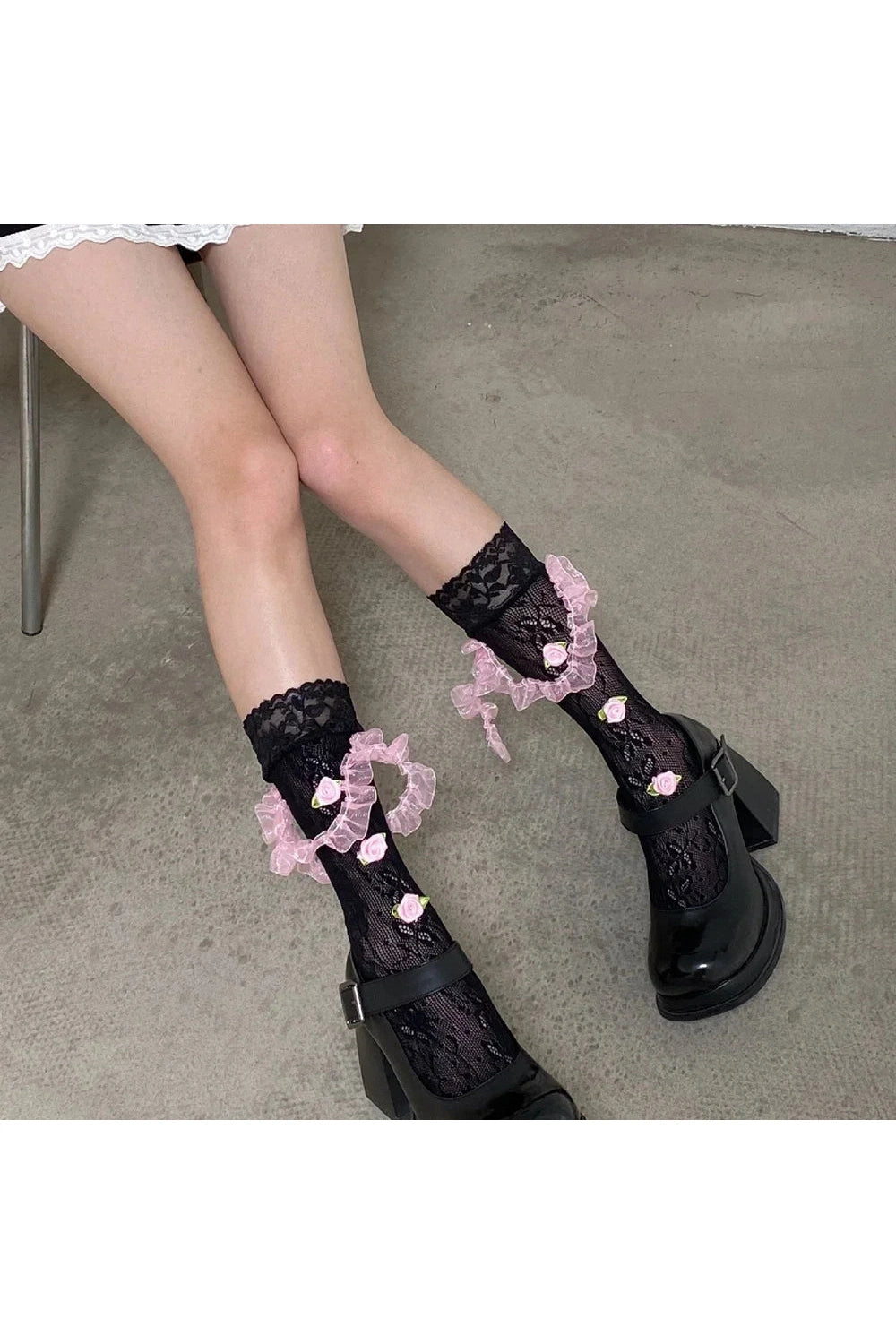 Coquette Medium Tube Rose Lace Socks black one size Shoptery