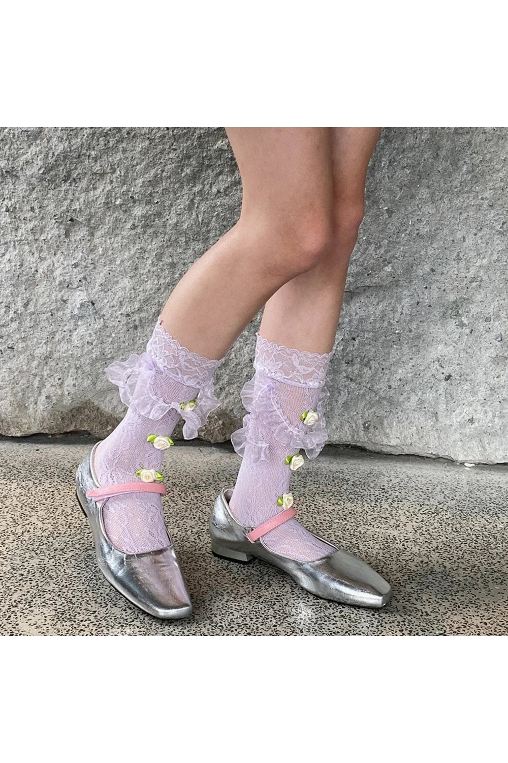 Coquette Medium Tube Rose Lace Socks Shoptery