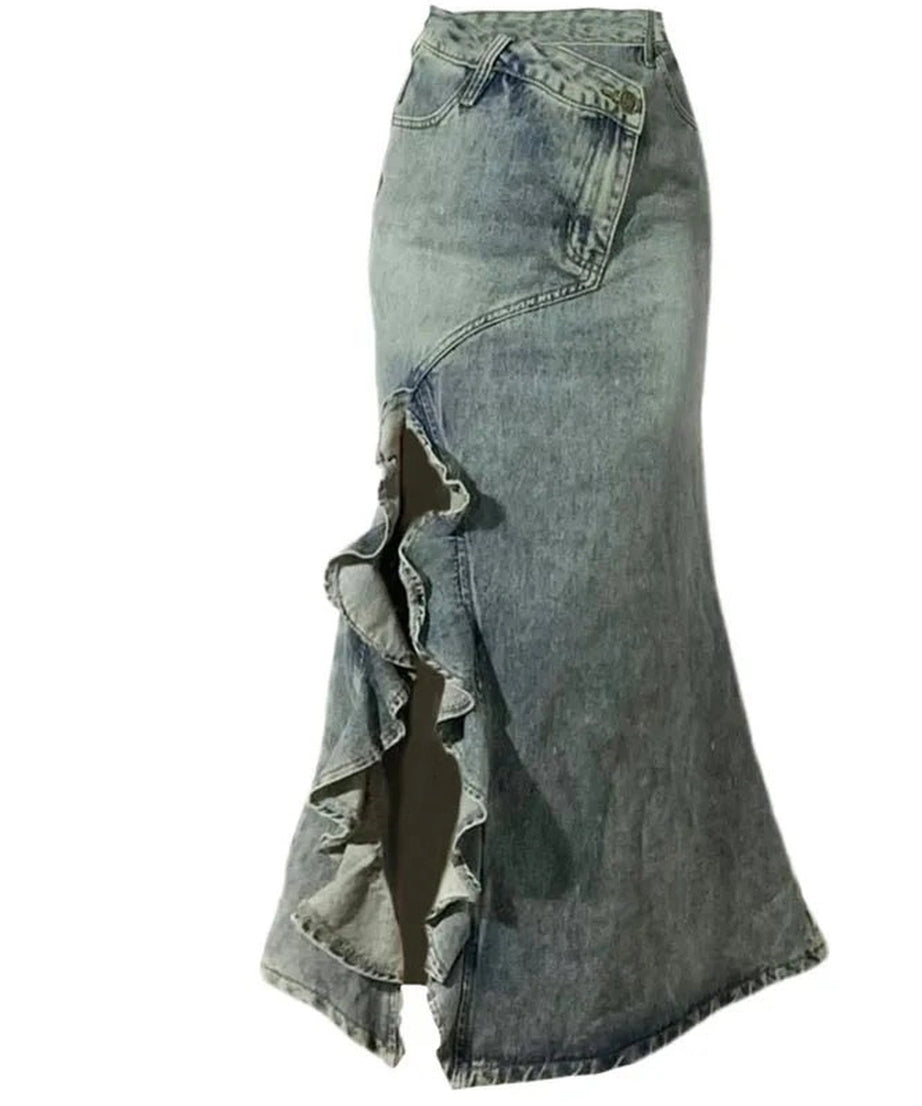 Mermaid Denim Skirt - Denim Skirt