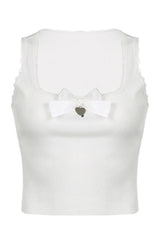 Metal Lace Stitching Top Shoptery