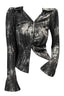 Alt Metallic Asymmetrical Button-Up Blouse Black Shoptery