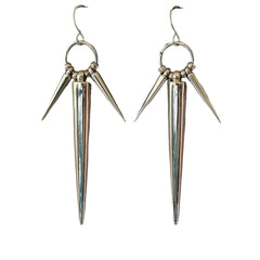 Edgy Metallic Spike Drop Earrings Silver Shoptery