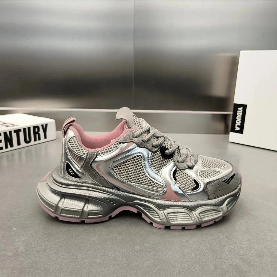 Metallic Violet Edgy Chunky Sneakers 7 Shoptery