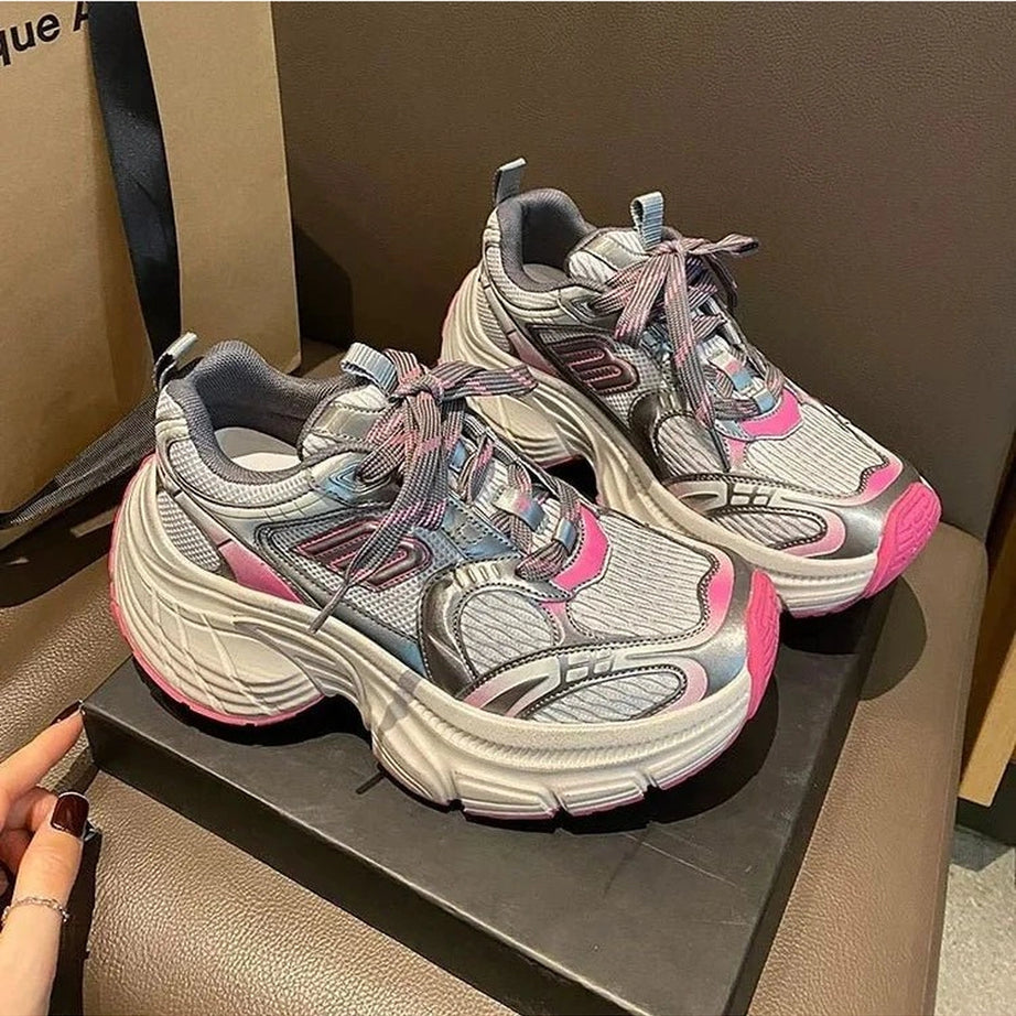 Metallic Violet Edgy Chunky Sneakers 6 Shoptery