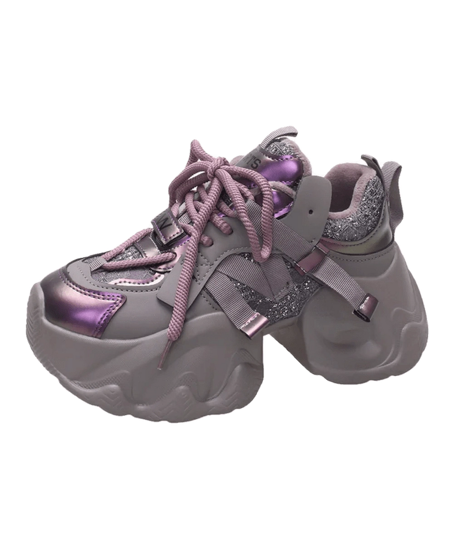 Metallic Violet Chunky Sneakers - Sneakers