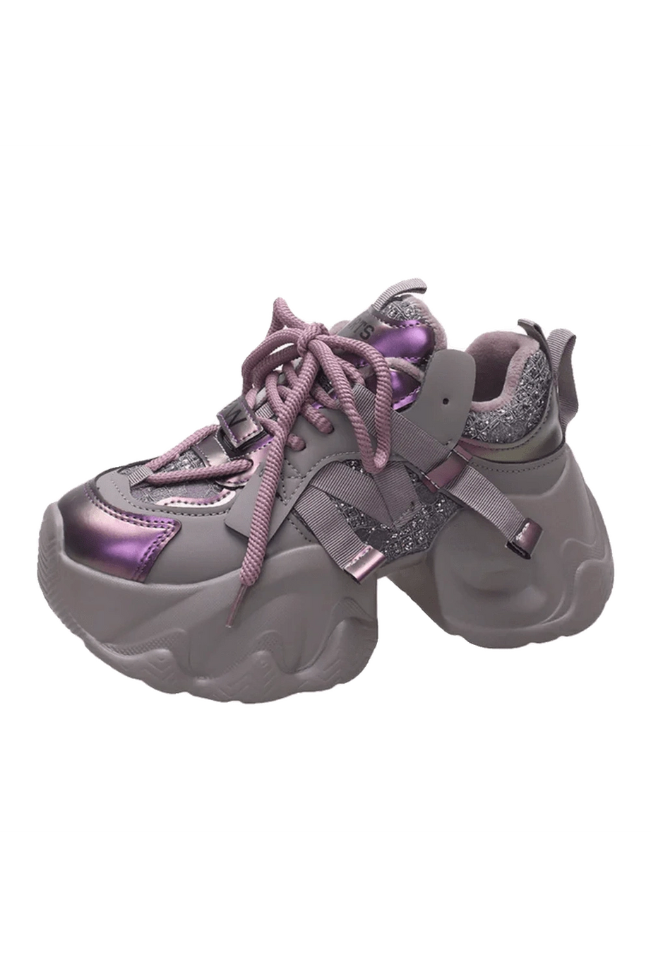 Metallic Violet Chunky Sneakers - Sneakers