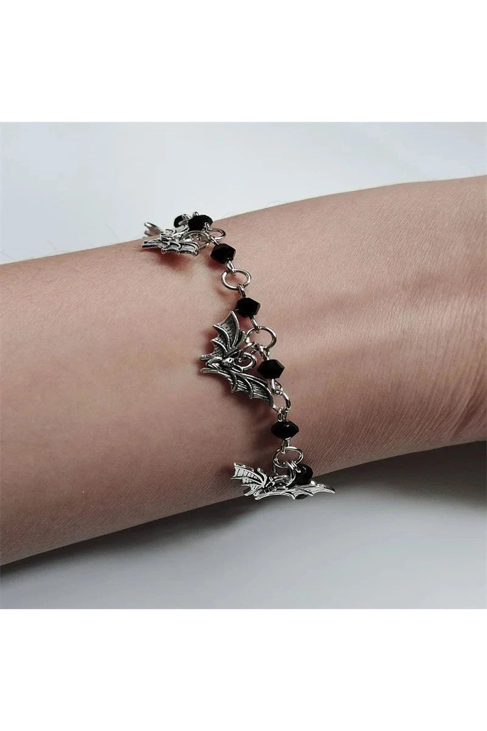 Edgy Midnight Bat Charm Bracelet Shoptery