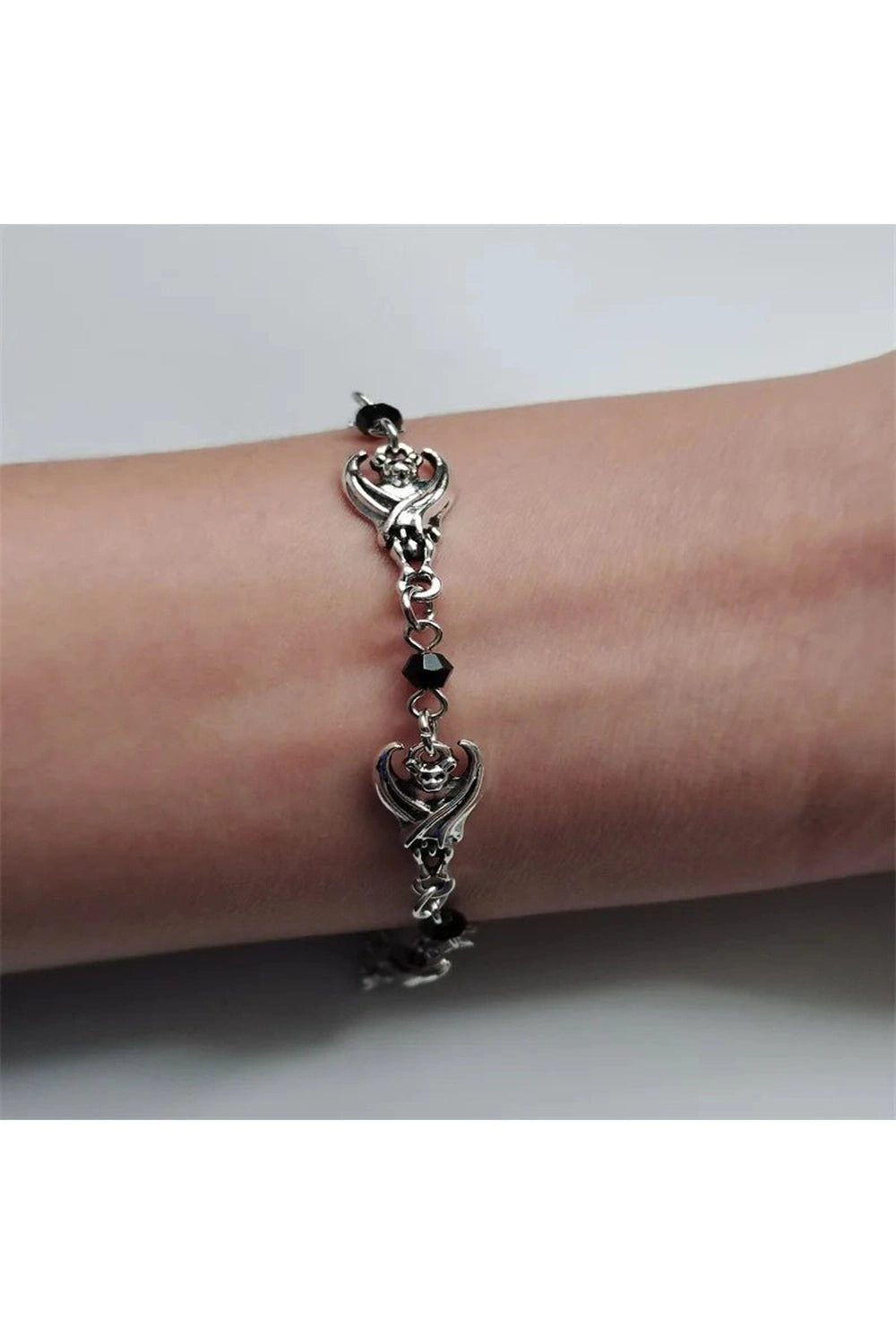 Edgy Midnight Bat Charm Bracelet Shoptery
