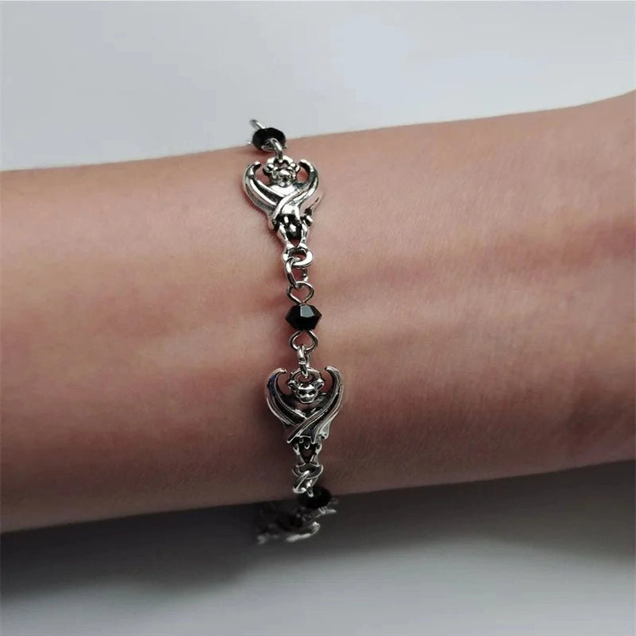 Edgy Midnight Bat Charm Bracelet Shoptery