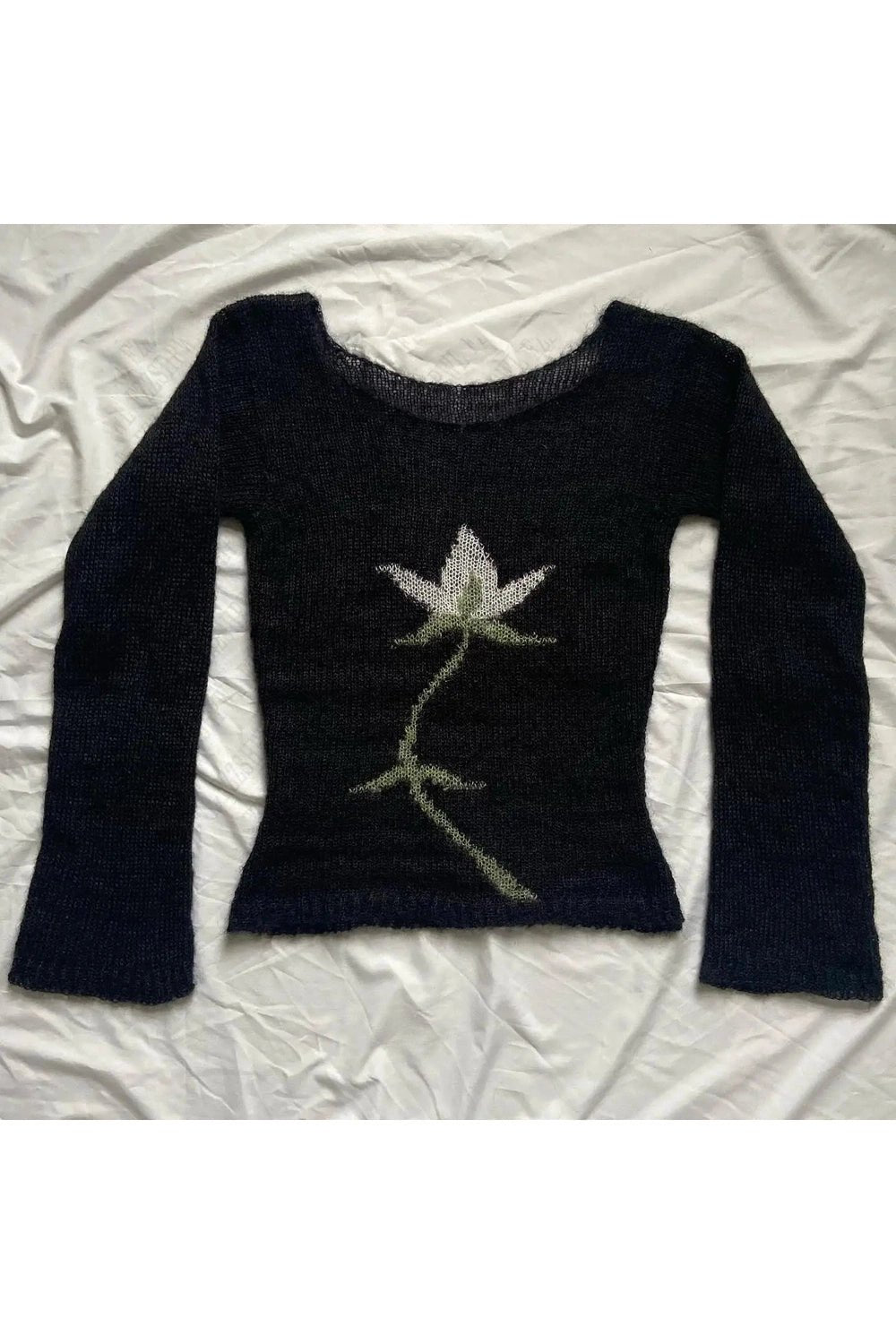 Midnight Bloom Knit Sweater - Sweaters