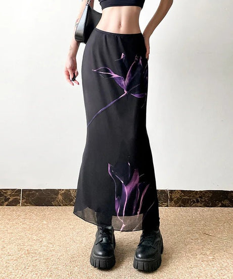 Midnight Bloom Maxi Skirt - Skirts