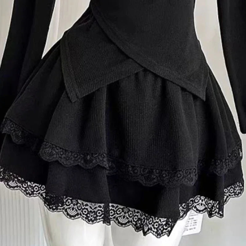 Midnight Doll Goth Long Sleeve Lace Set Only skirt Shoptery