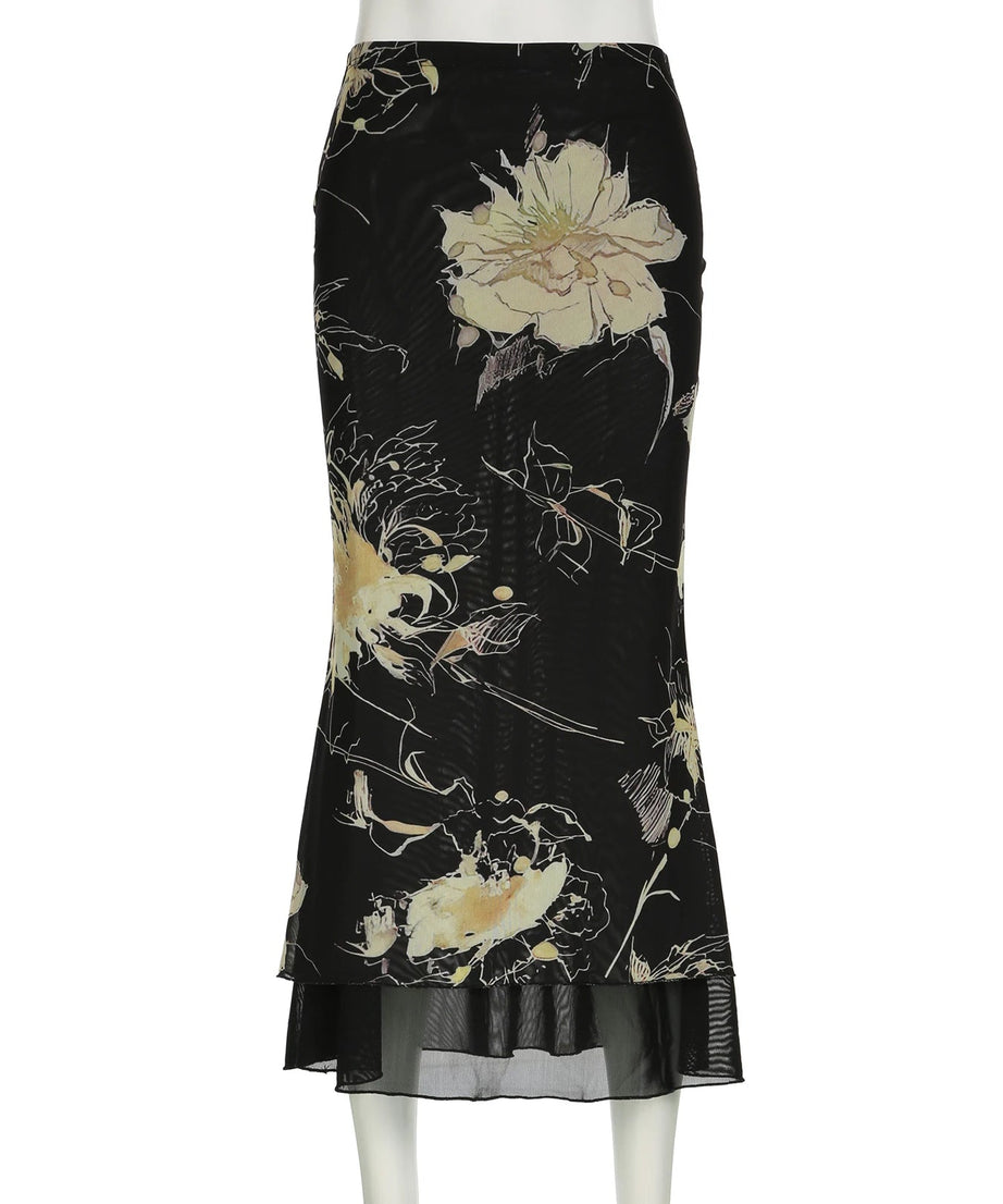 Midnight Floral Maxi Skirt - Skirts