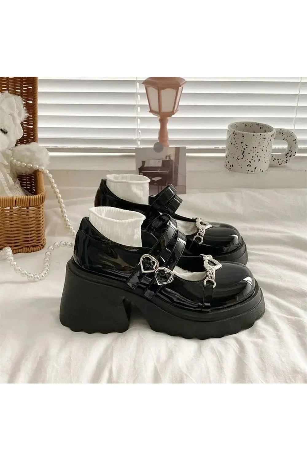 Midnight Heart Alt Chain Platform Shoes black-2 Shoptery