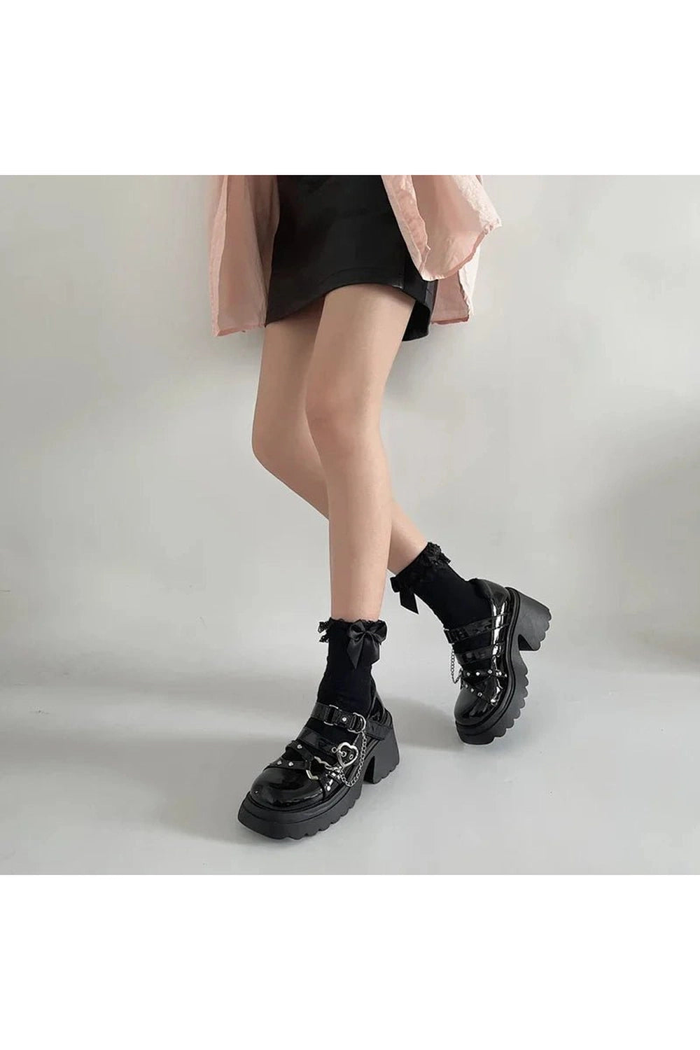 Midnight Heart Alt Chain Platform Shoes Shoptery