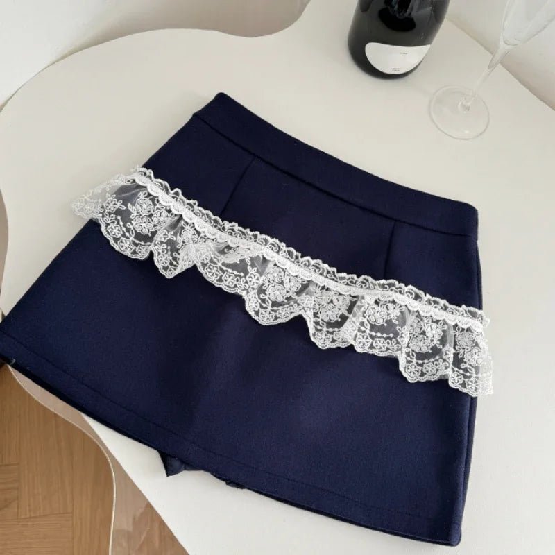 Midnight Coquette Lace Elegance Long Sleeve Set skirt Shoptery
