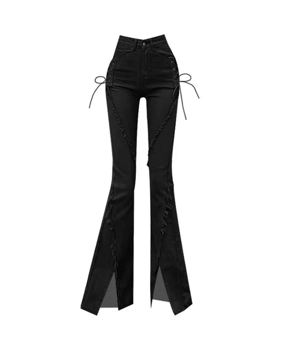 Midnight Lace - Up Flare Jeans - Jeans