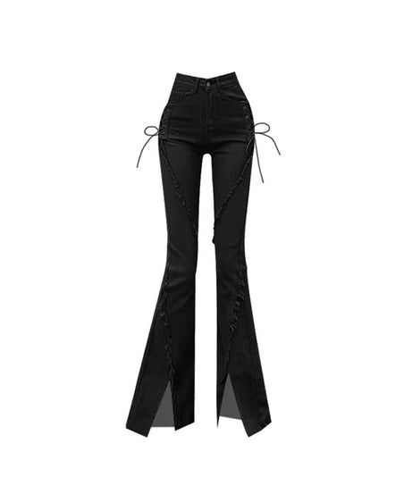 Midnight Lace - Up Flare Jeans - Jeans