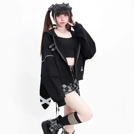 Midnight Rebel Alt Buckle Hoodie Shoptery