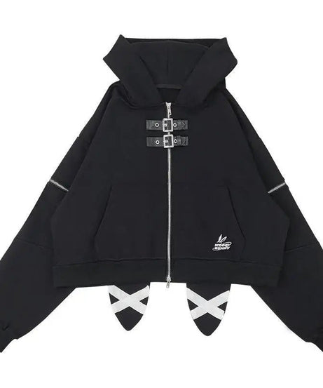 Midnight Rebel Buckle Hoodie - Hoodies