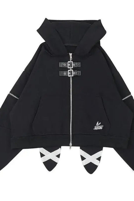 Midnight Rebel Buckle Hoodie - Hoodies