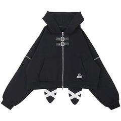 Midnight Rebel Alt Buckle Hoodie Black Shoptery