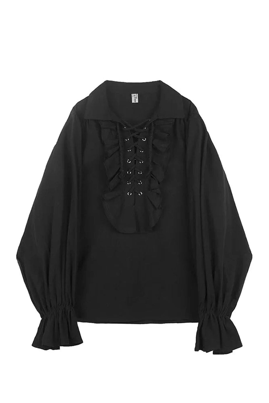 Midnight Ruffle Lace - Up Blouse - Blouses