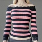 Top – Midnight Stripes – Casual Top Pink Shoptery