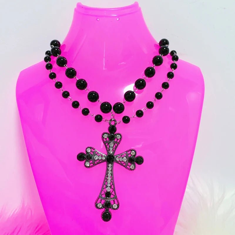 Midnight Thorn Gothic Cross Necklace Shoptery