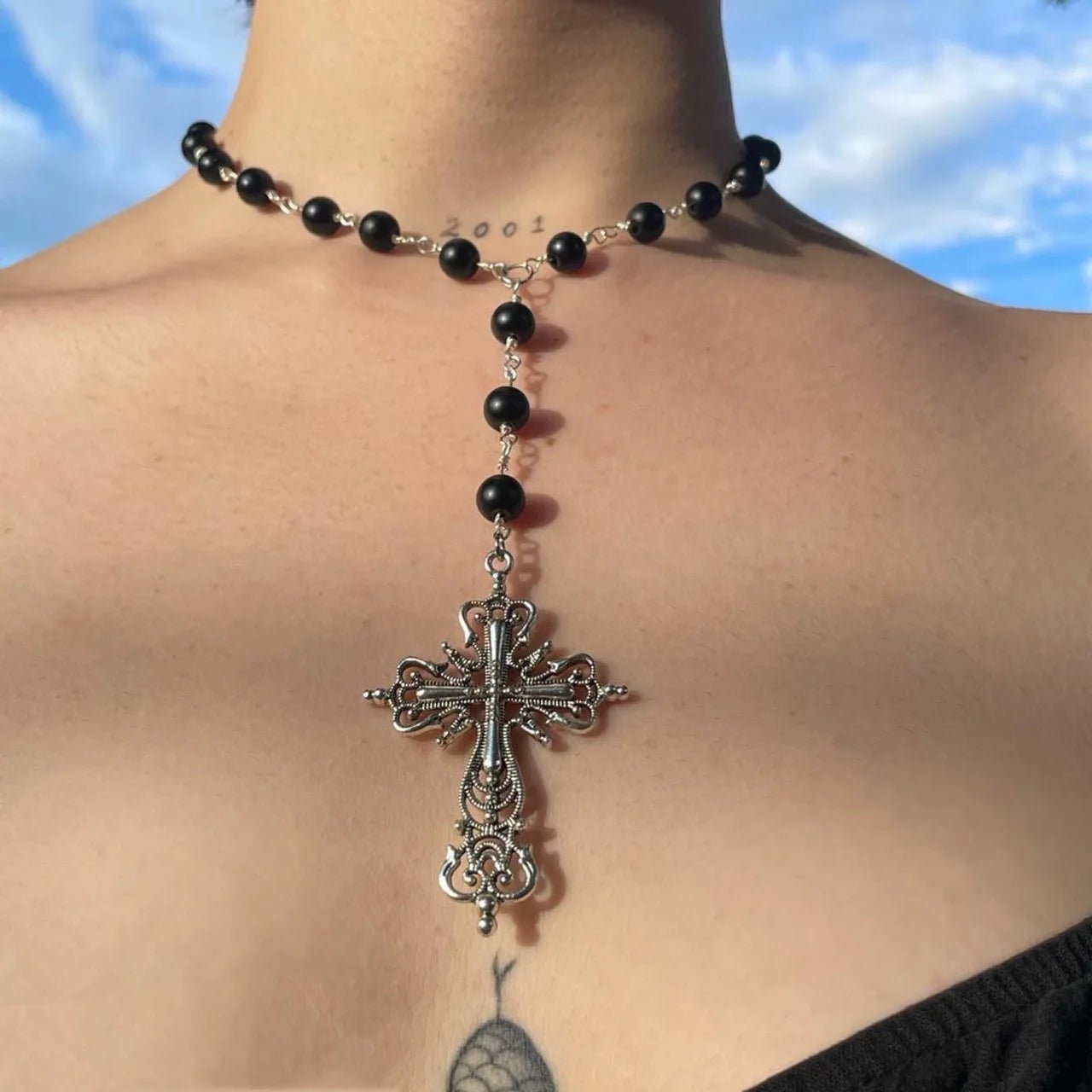 Midnight Thorn Gothic Cross Necklace B Shoptery