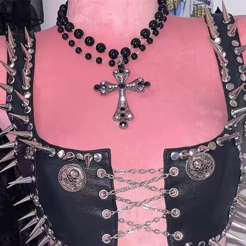 Midnight Thorn Gothic Cross Necklace Shoptery