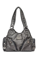 Y2k Midnight Zipper Accent Shoulder Bag grey Shoptery
