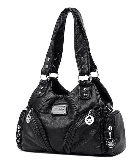 Midnight Zipper Accent Shoulder Bag - 