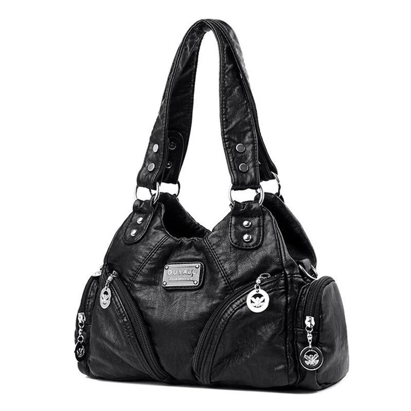 Midnight Zipper Accent Shoulder Bag - 