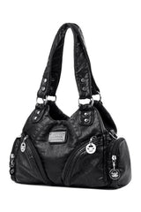Y2k Midnight Zipper Accent Shoulder Bag black Shoptery