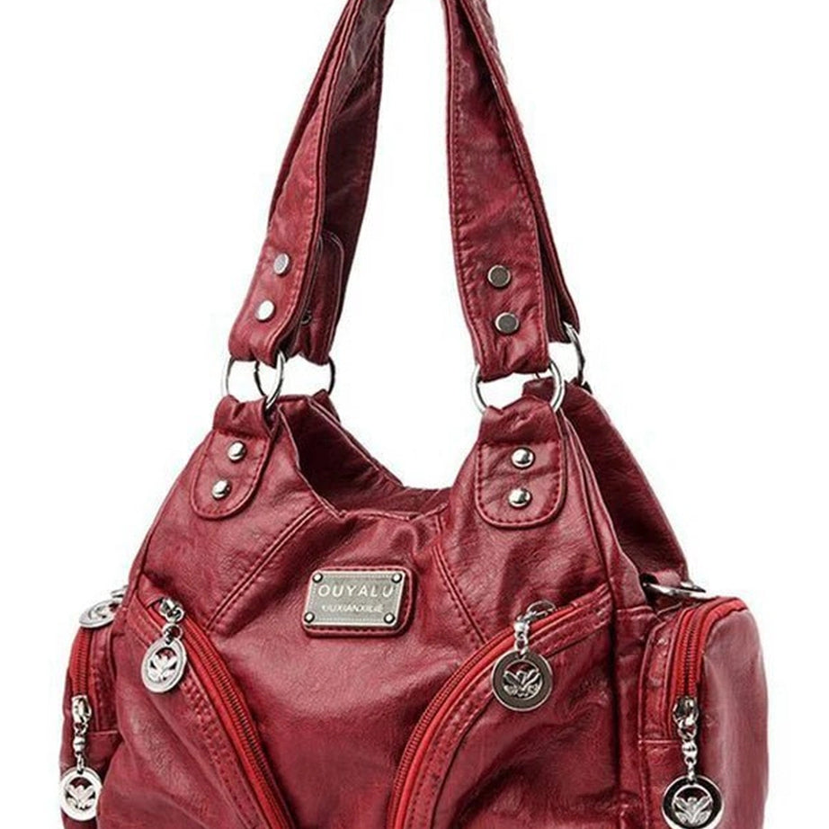 Y2k Midnight Zipper Accent Shoulder Bag red Shoptery