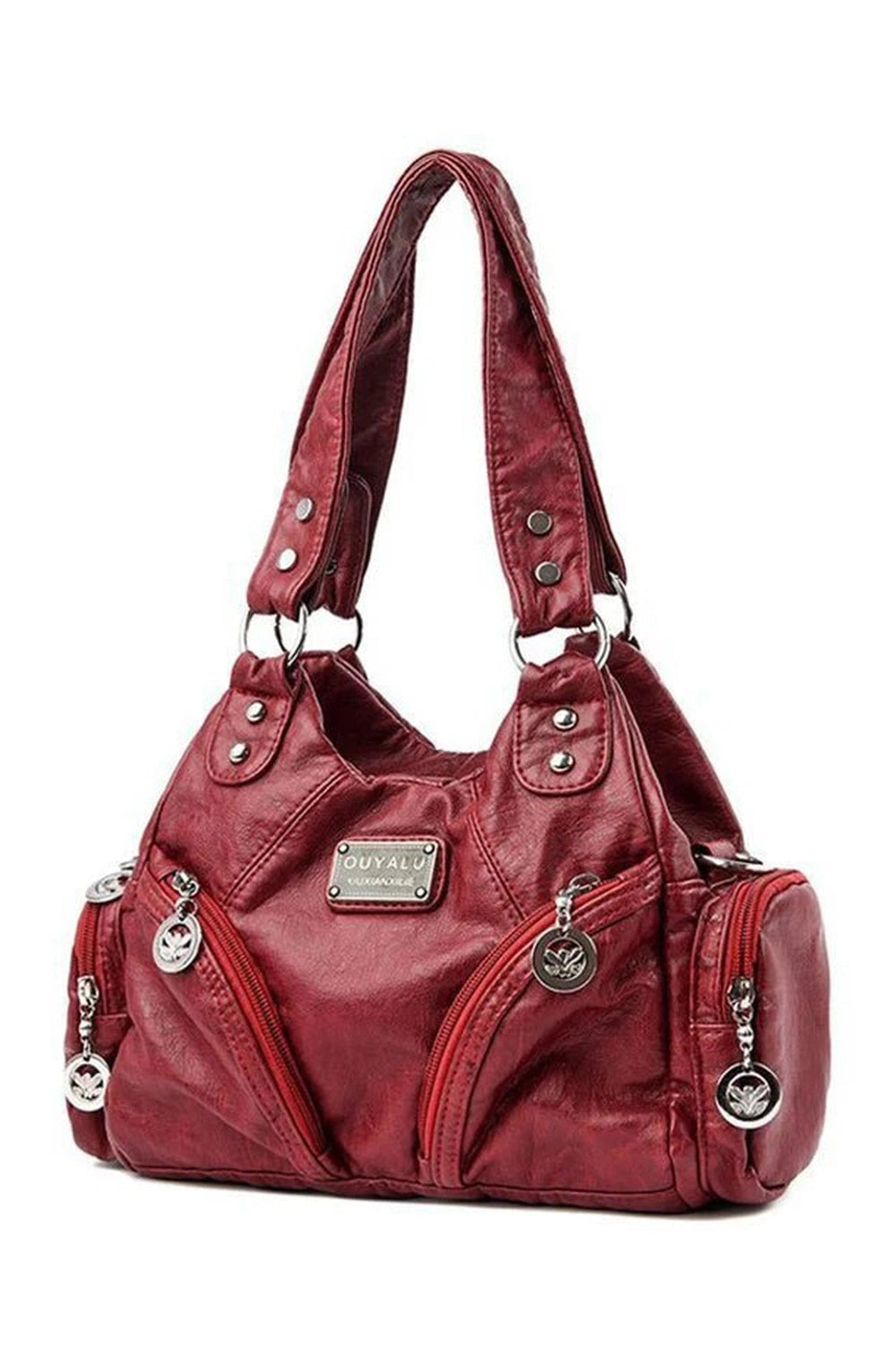 Y2k Midnight Zipper Accent Shoulder Bag red Shoptery